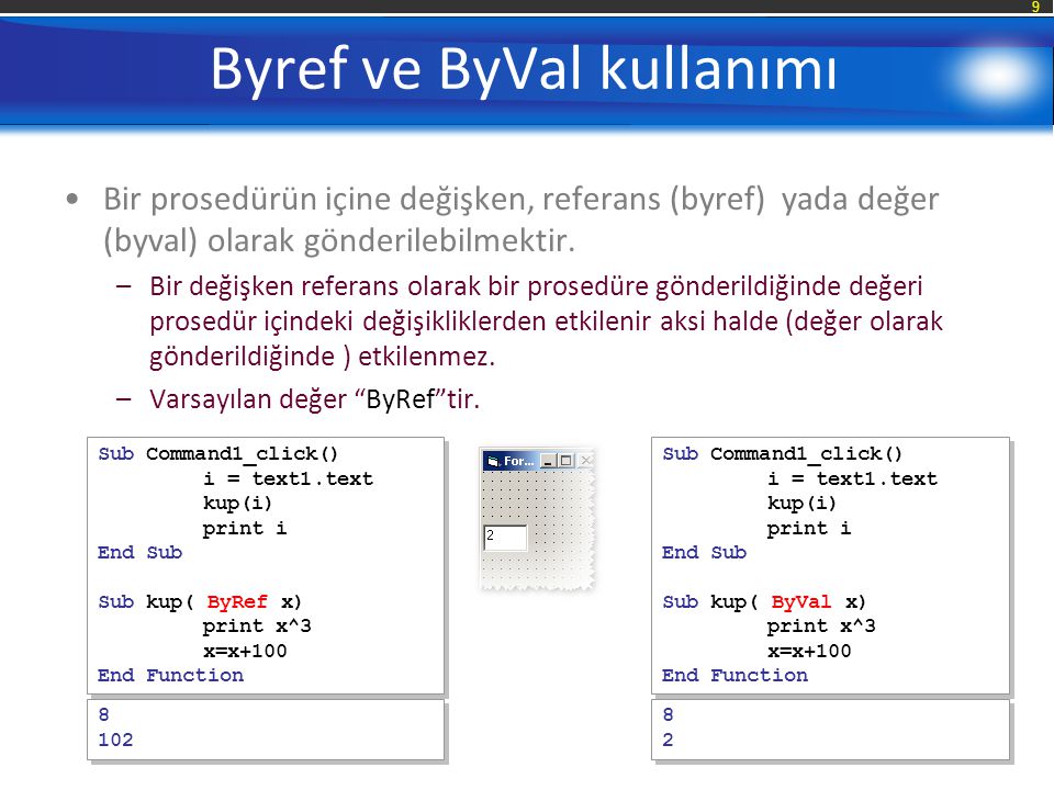 Byref ve ByVal kullanımı