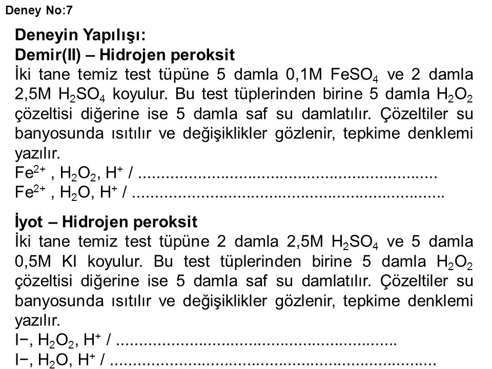 Demir(II) – Hidrojen peroksit