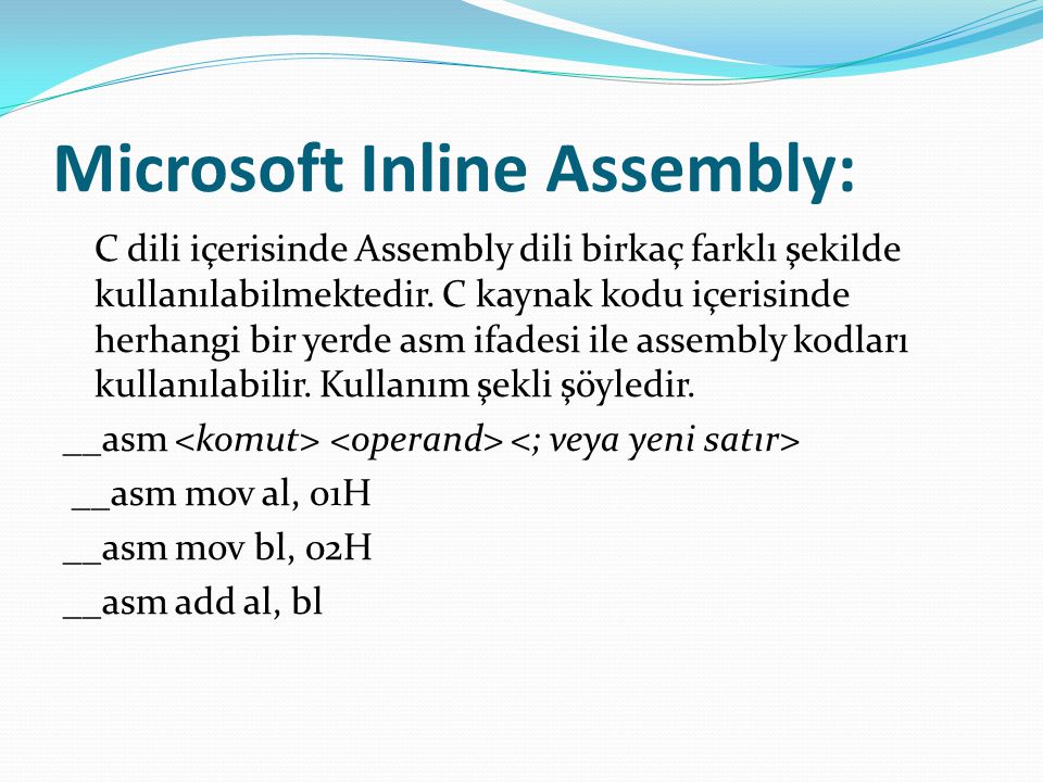 Microsoft Inline Assembly: