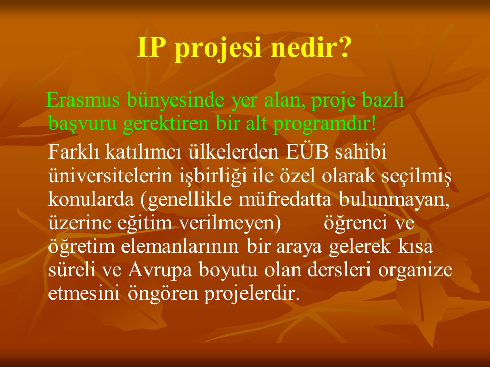 IP projesi nedir Erasmus bünyesinde yer alan, proje bazlı başvuru gerektiren bir alt programdır!