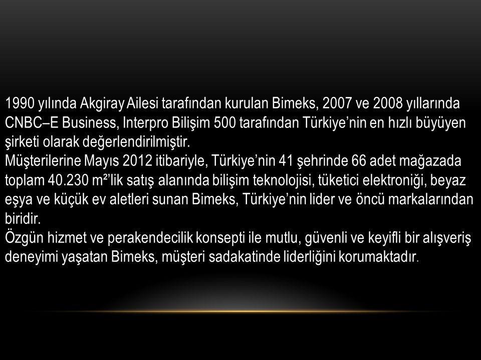 1990 yılında Akgiray Ailesi tarafından kurulan Bimeks, 2007 ve 2008 yıllarında CNBC–E Business, Interpro Bilişim 500 tarafından Türkiye’nin en hızlı büyüyen şirketi olarak değerlendirilmiştir.