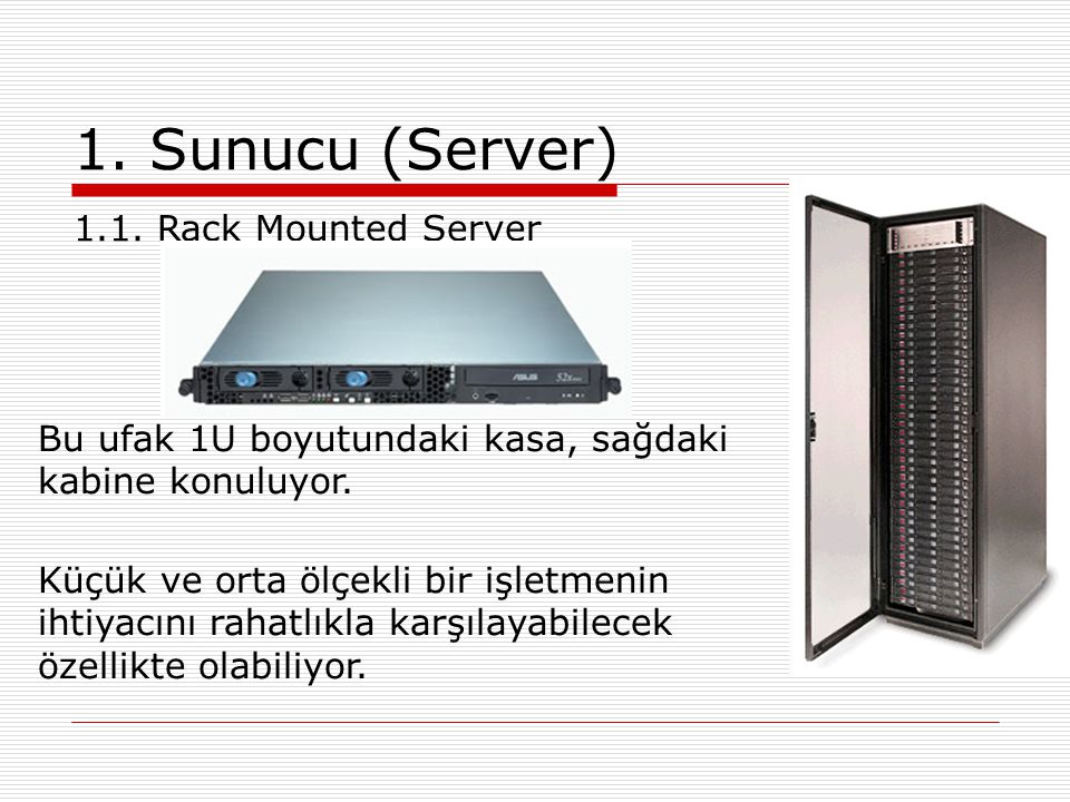 1. Sunucu (Server) 1.1. Rack Mounted Server