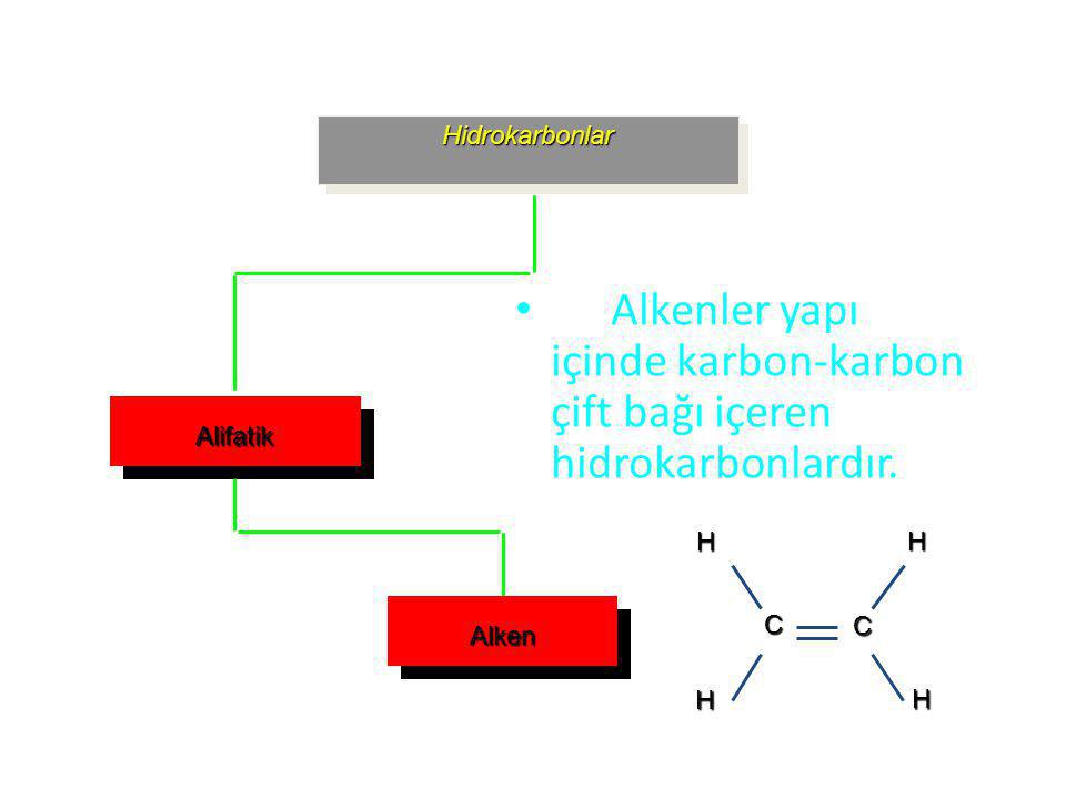 Alkenler yapı içinde karbon-karbon çift bağı içeren hidrokarbonlardır.