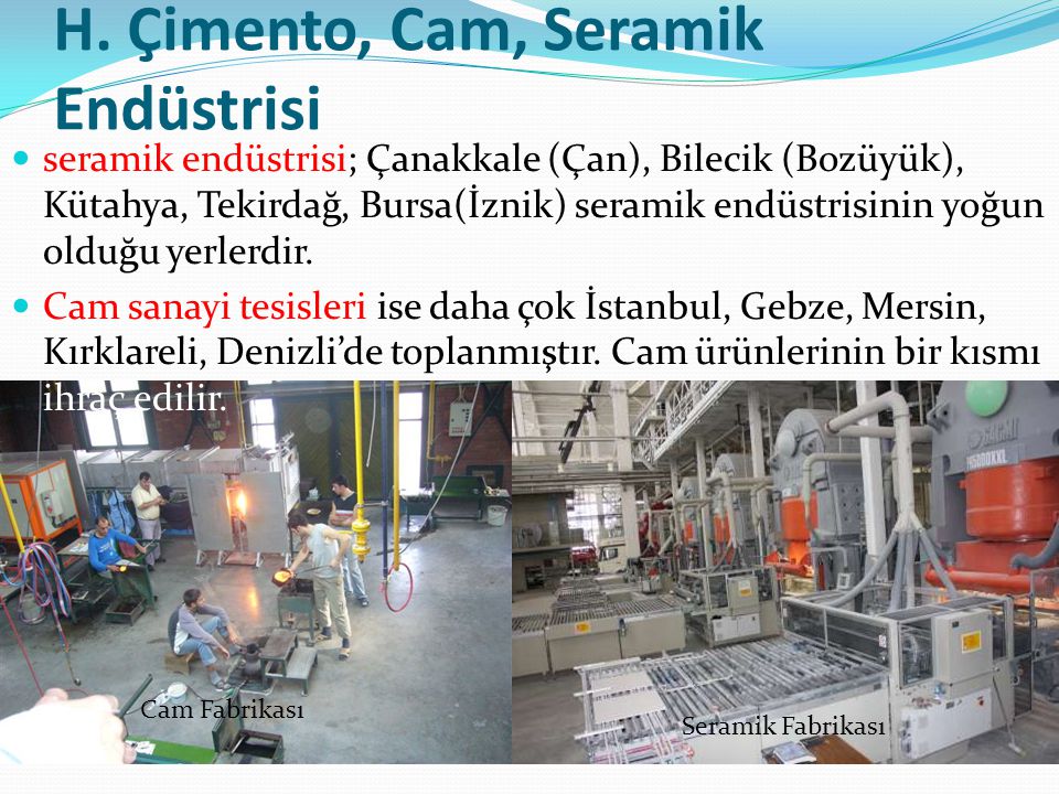H. Çimento, Cam, Seramik Endüstrisi