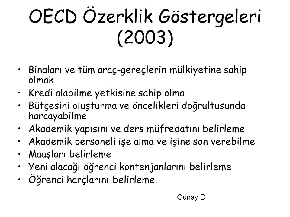 OECD Özerklik Göstergeleri (2003)