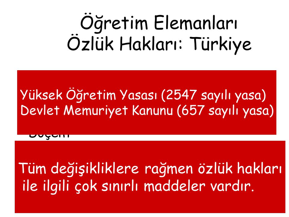 Öğretim Elemanları Özlük Hakları: Türkiye