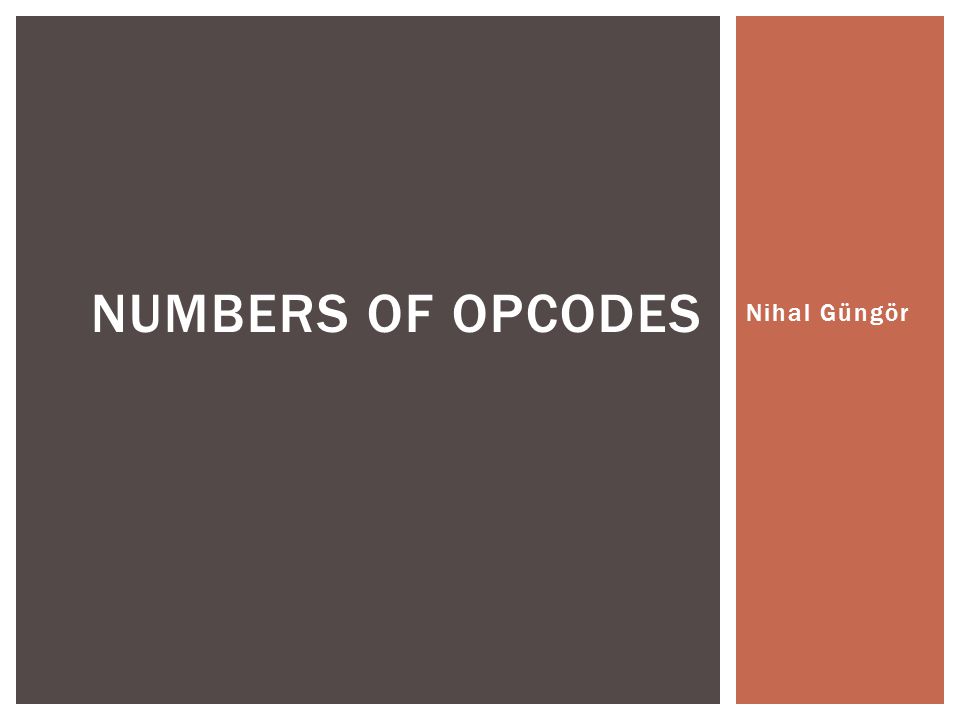 Numbers of Opcodes Nihal Güngör