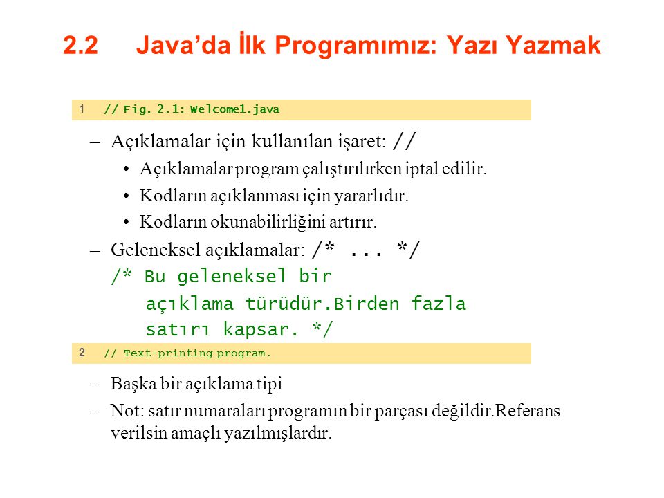 2.2 Java’da İlk Programımız: Yazı Yazmak
