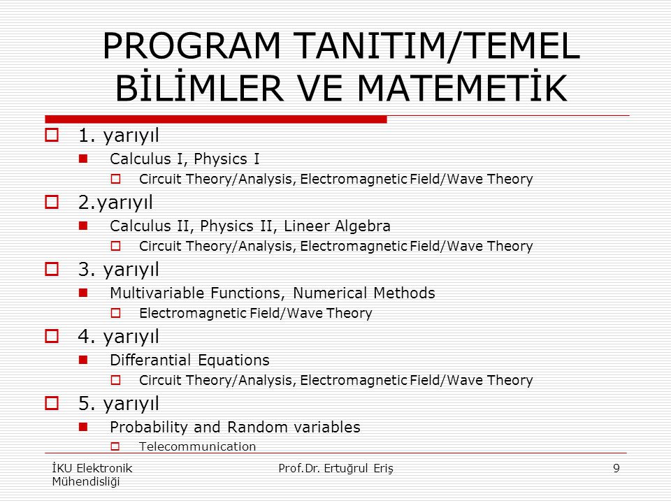 PROGRAM TANITIM/TEMEL BİLİMLER VE MATEMETİK
