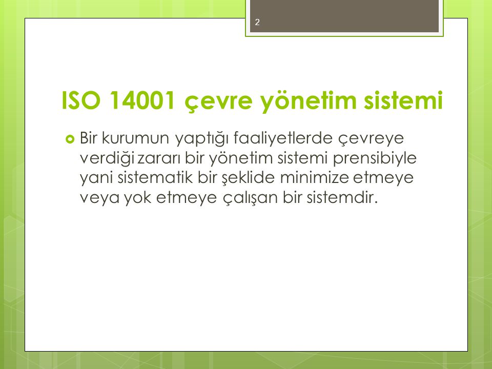 ISO çevre yönetim sistemi