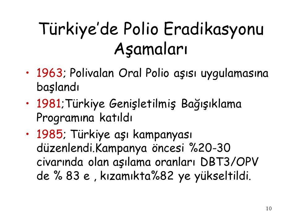 Türkiye’de Polio Eradikasyonu Aşamaları