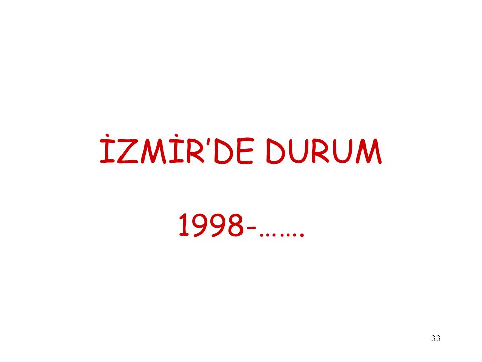 İZMİR’DE DURUM 1998-…….
