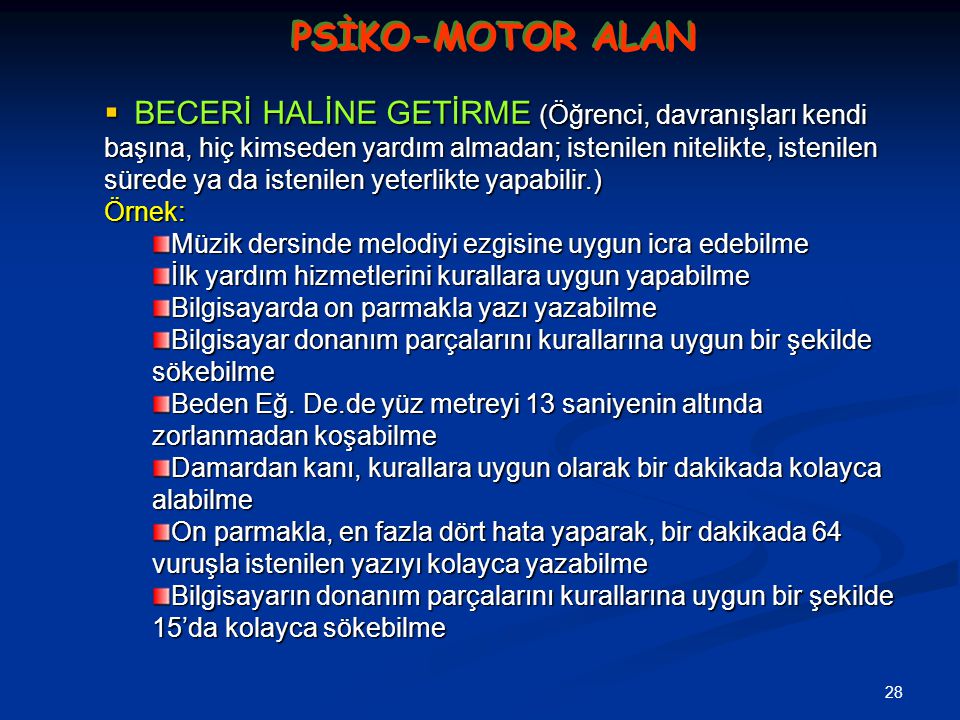 PSİKO-MOTOR ALAN