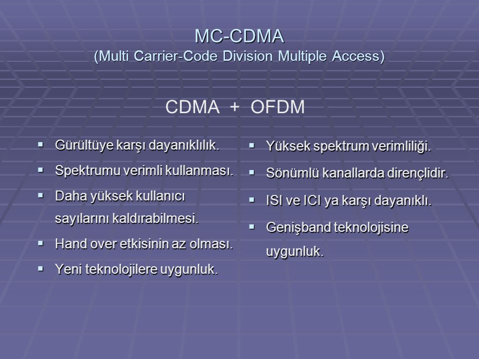 MC-CDMA (Multi Carrier-Code Division Multiple Access)