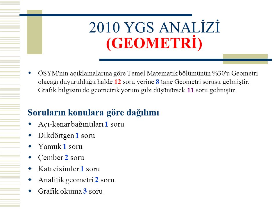 2010 YGS ANALİZİ (GEOMETRİ)