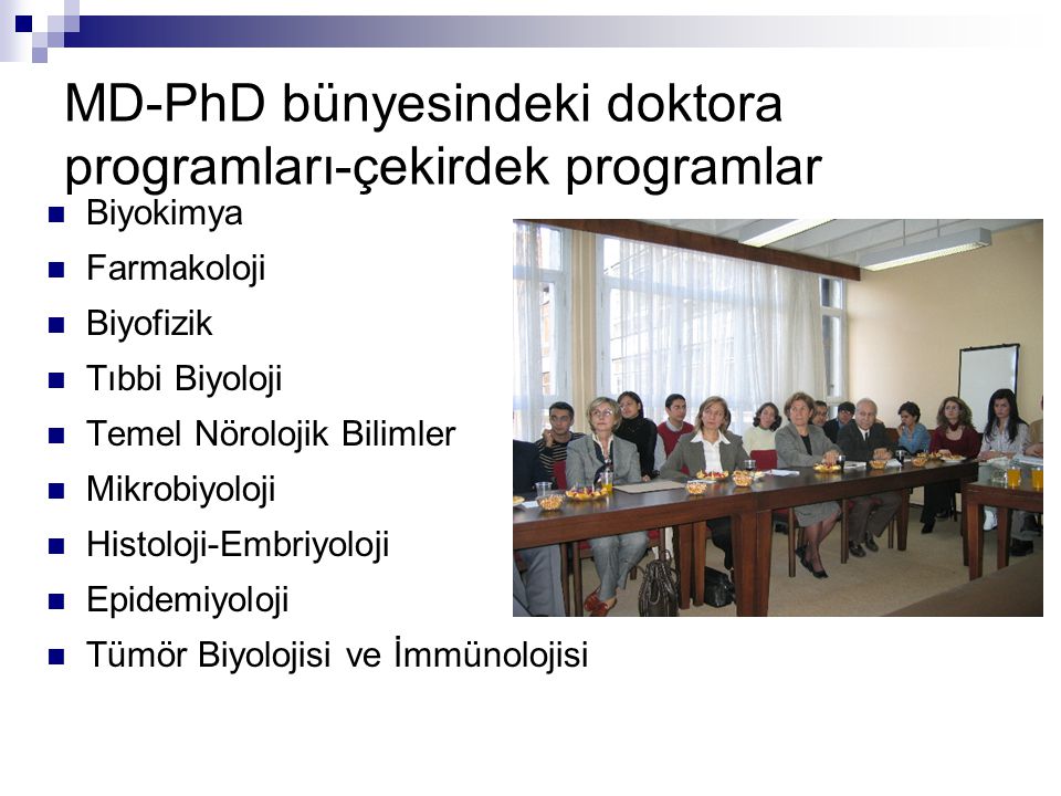 MD-PhD bünyesindeki doktora programları-çekirdek programlar
