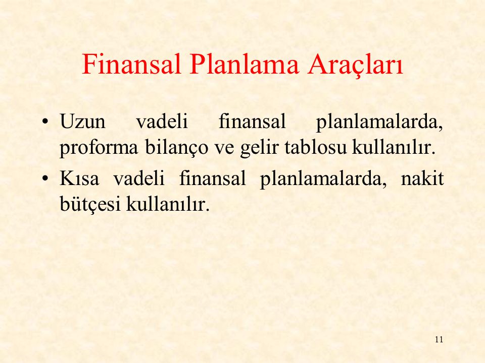 Finansal Planlama Araçları
