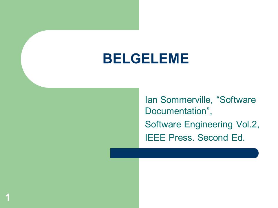 BELGELEME Ian Sommerville, Software Documentation ,