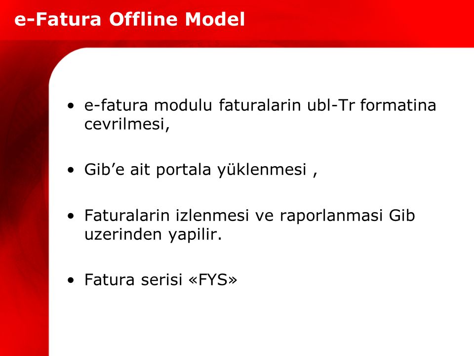 e-Fatura Offline Model