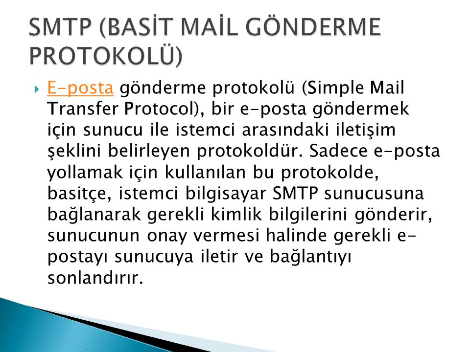 SMTP (BASİT MAİL GÖNDERME PROTOKOLÜ)
