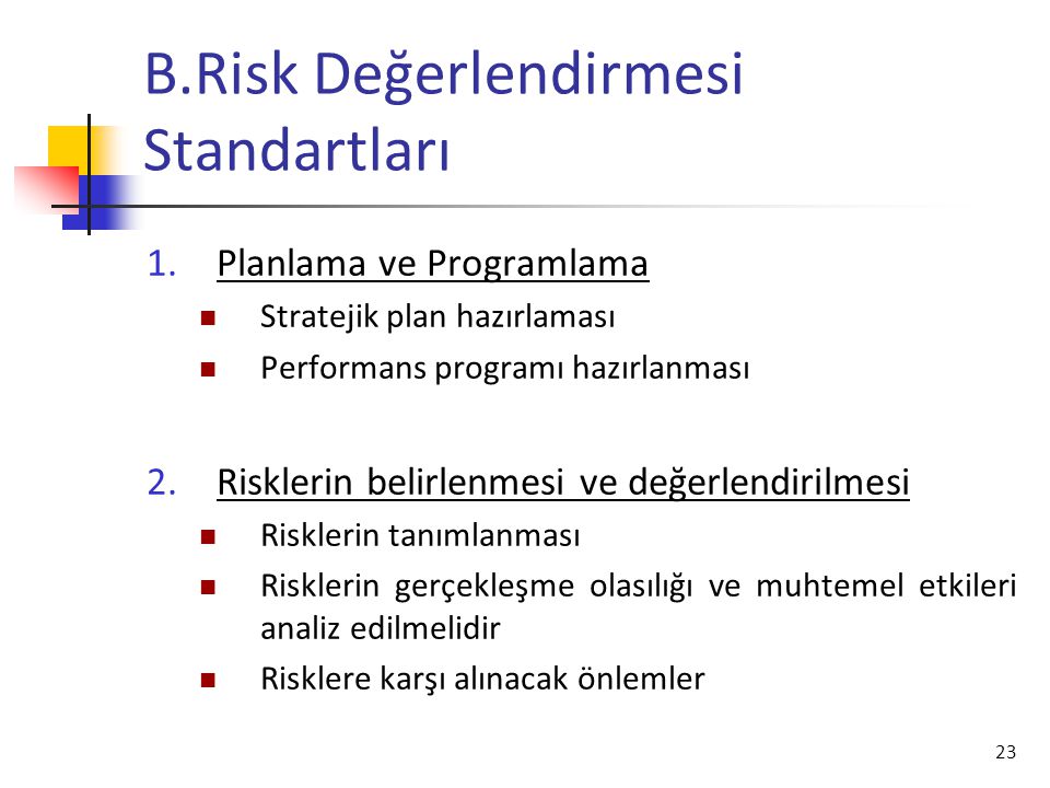 B.Risk Değerlendirmesi Standartları