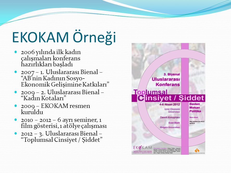 EKOKAM Örneği 2006 yılında ilk kadın çalışmaları konferans hazırlıkları başladı.