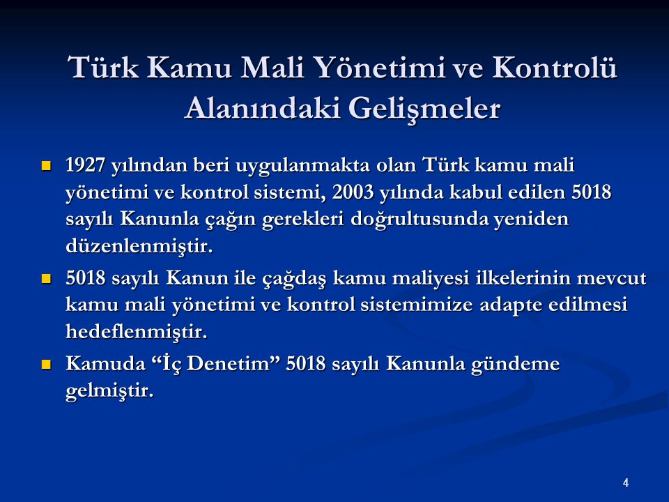 Türk Kamu Mali Yönetimi ve Kontrolü Alanındaki Gelişmeler