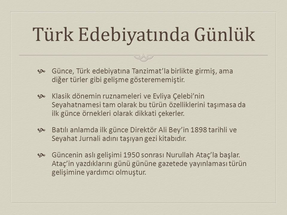 Türk Edebiyatında Günlük
