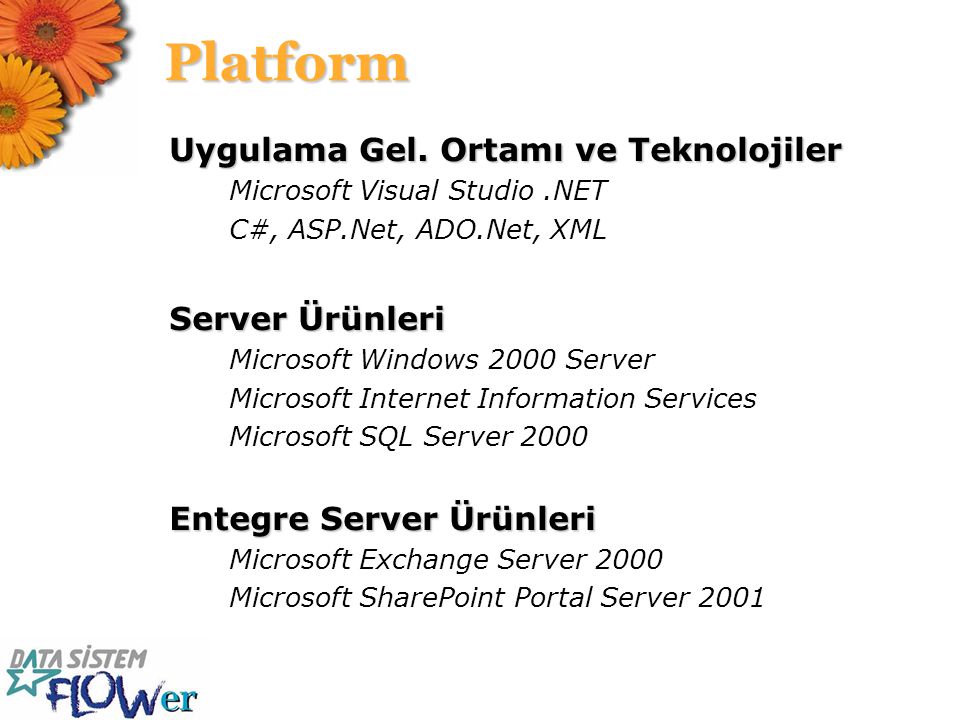 Platform Uygulama Gel. Ortamı ve Teknolojiler Server Ürünleri