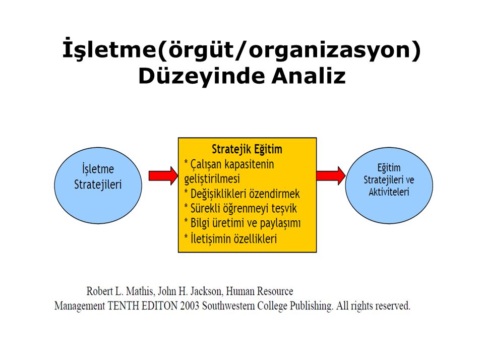 İşletme(örgüt/organizasyon) Düzeyinde Analiz