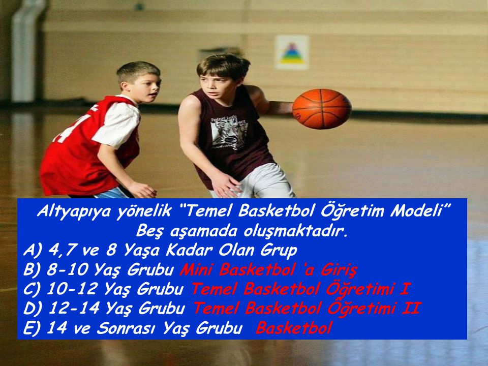 Altyapıya yönelik Temel Basketbol Öğretim Modeli Beş aşamada oluşmaktadır.