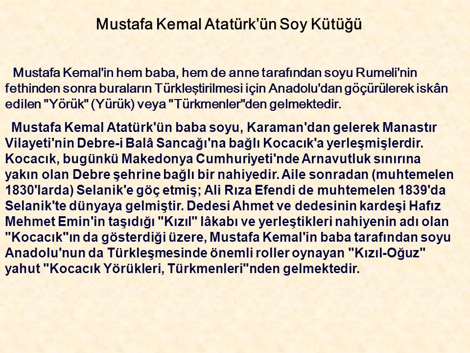 Mustafa Kemal Atatürk’ün Soy Kütüğü