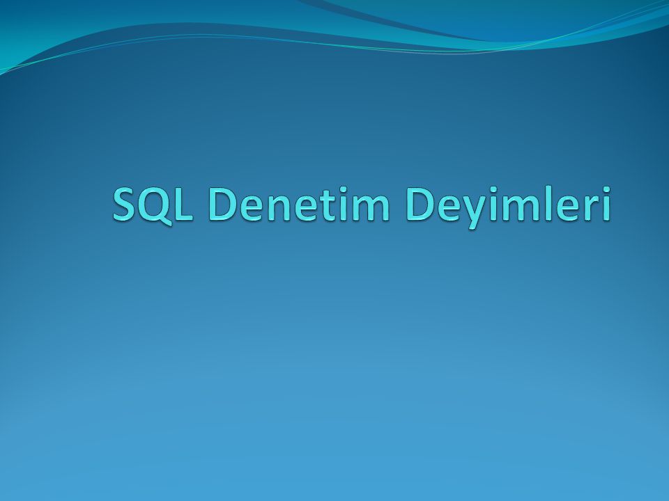 SQL Denetim Deyimleri