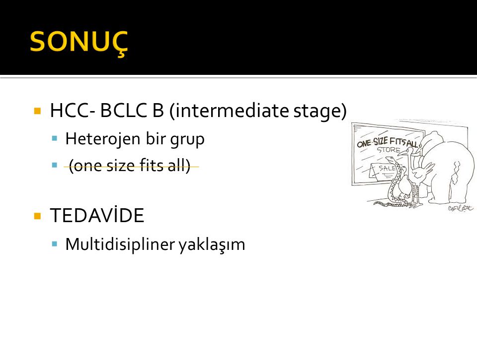 SONUÇ HCC- BCLC B (intermediate stage) TEDAVİDE Heterojen bir grup