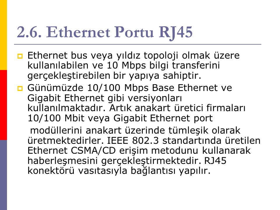 2.6. Ethernet Portu RJ45