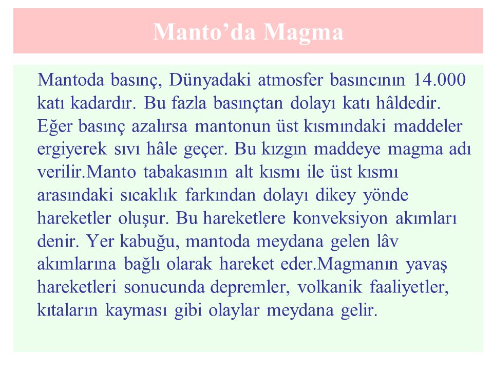 Manto’da Magma