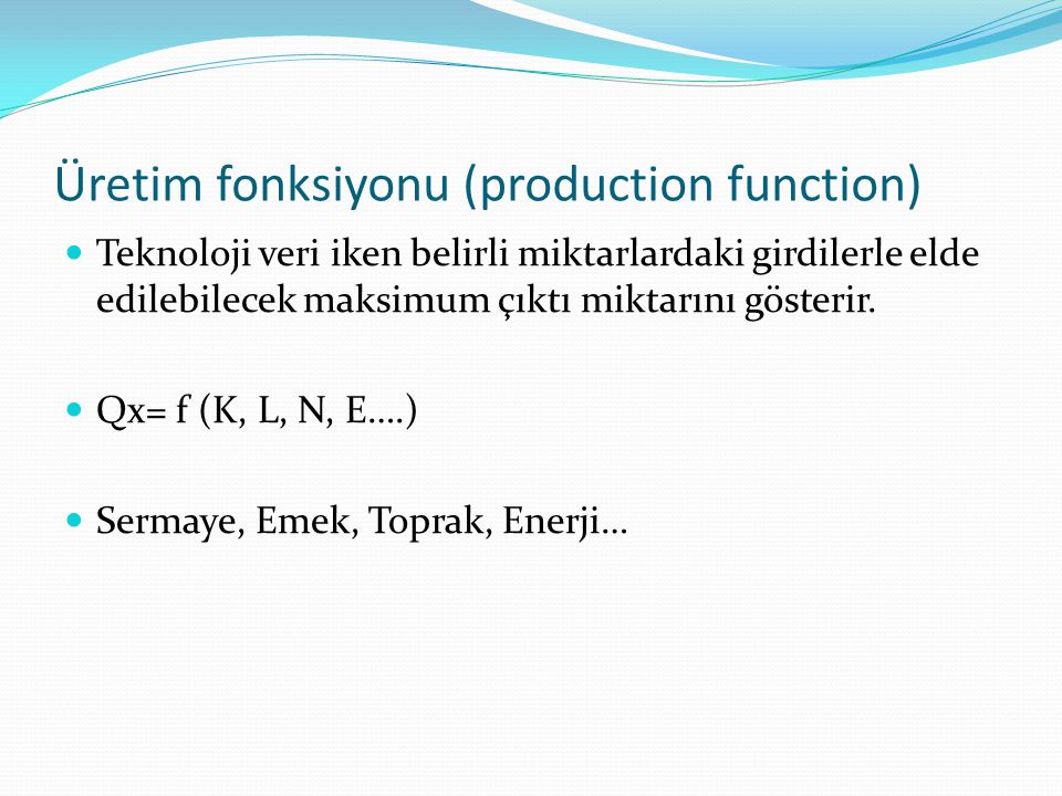 Üretim fonksiyonu (production function)