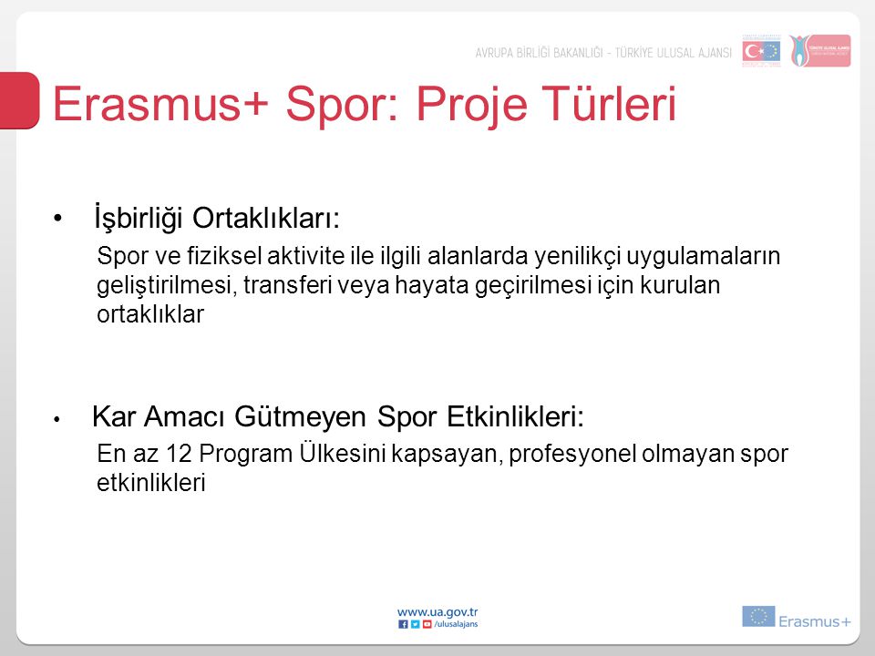 Erasmus+ Spor: Proje Türleri
