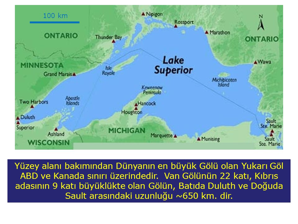 Yüzey alanı bakımından Dünyanın en büyük Gölü olan Yukarı Göl