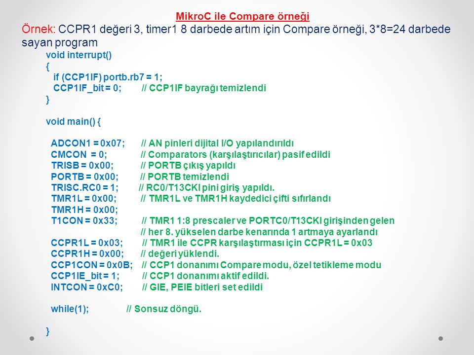MikroC ile Compare örneği
