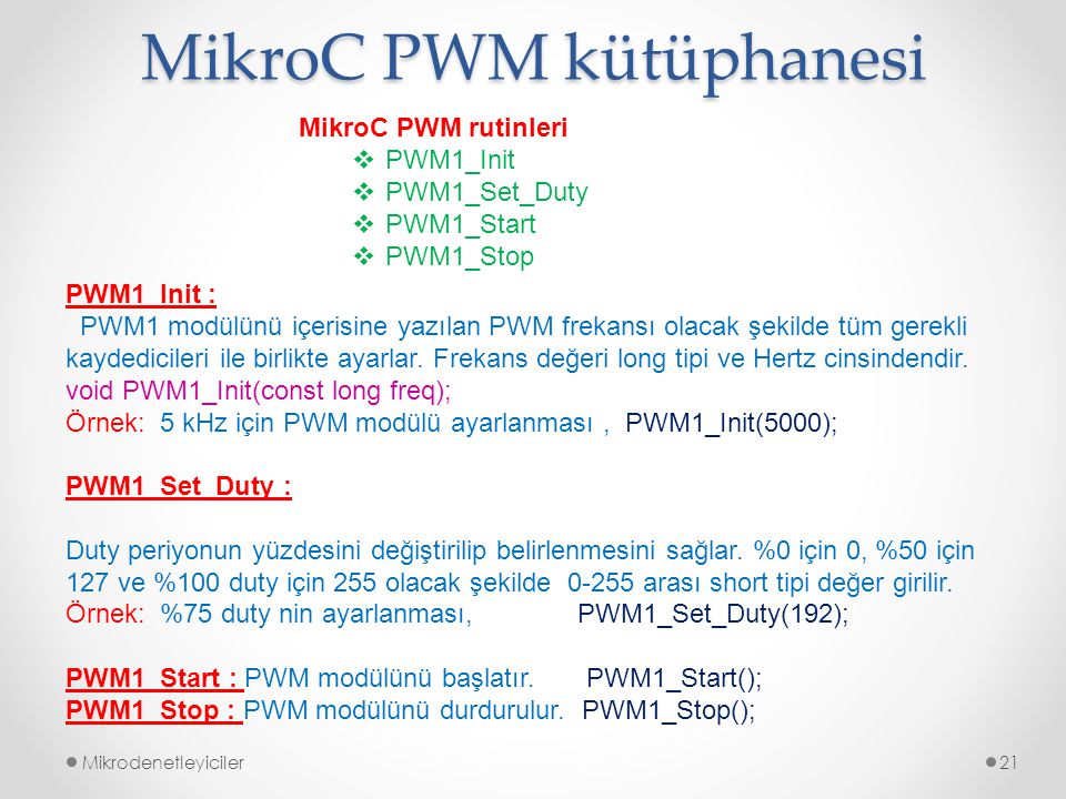 MikroC PWM kütüphanesi