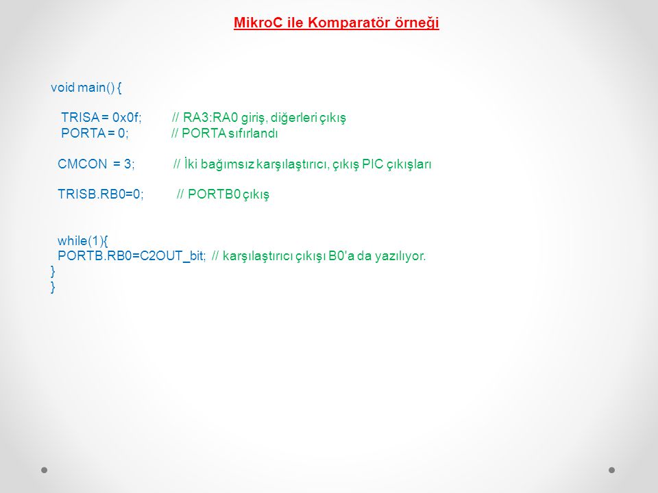MikroC ile Komparatör örneği