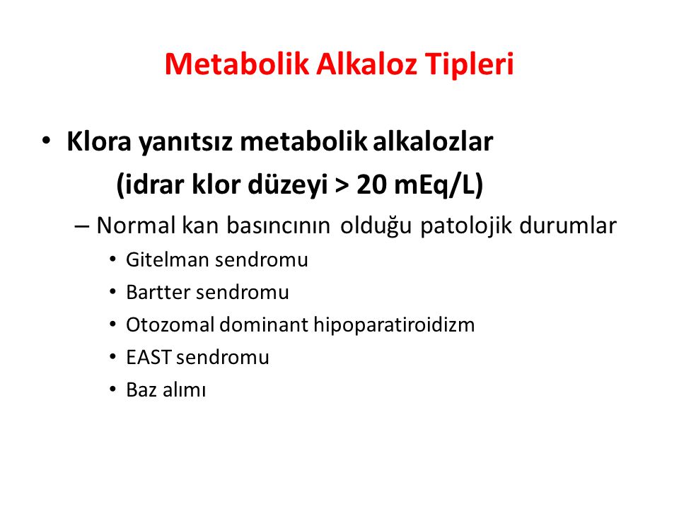 Metabolik Alkaloz Tipleri