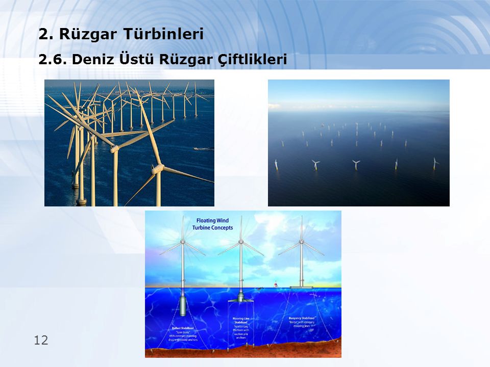 2. Rüzgar Türbinleri 2.6. Deniz Üstü Rüzgar Çiftlikleri