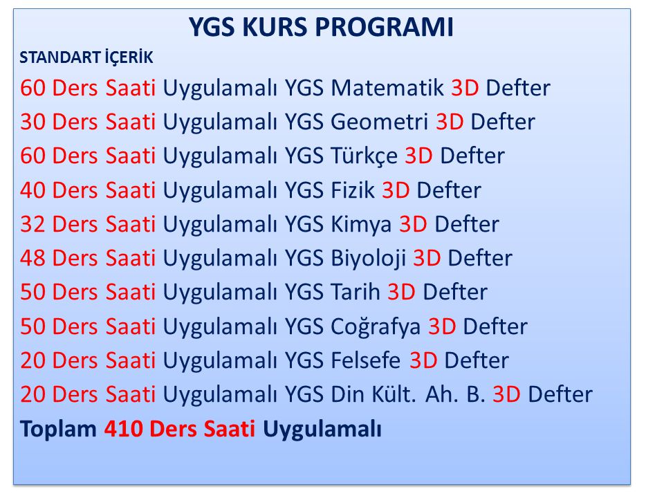 YGS KURS PROGRAMI 60 Ders Saati Uygulamalı YGS Matematik 3D Defter