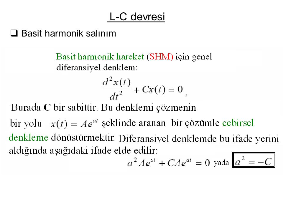 L-C devresi Basit harmonik salınım
