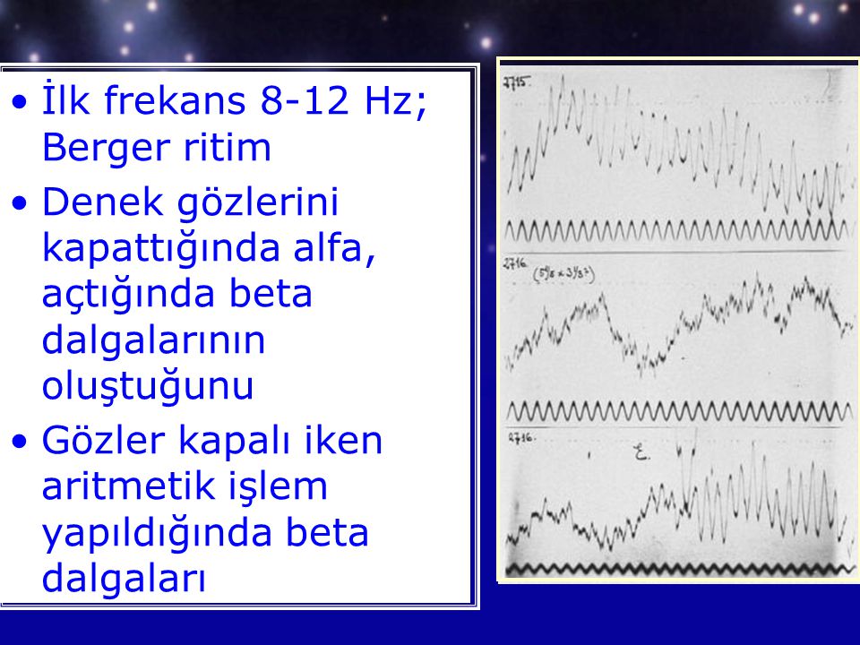 İlk frekans 8-12 Hz; Berger ritim