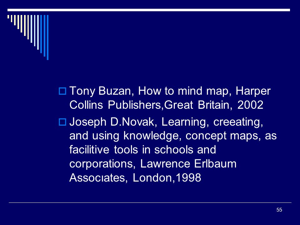 Tony Buzan, How to mind map, Harper Collins Publishers,Great Britain, 2002