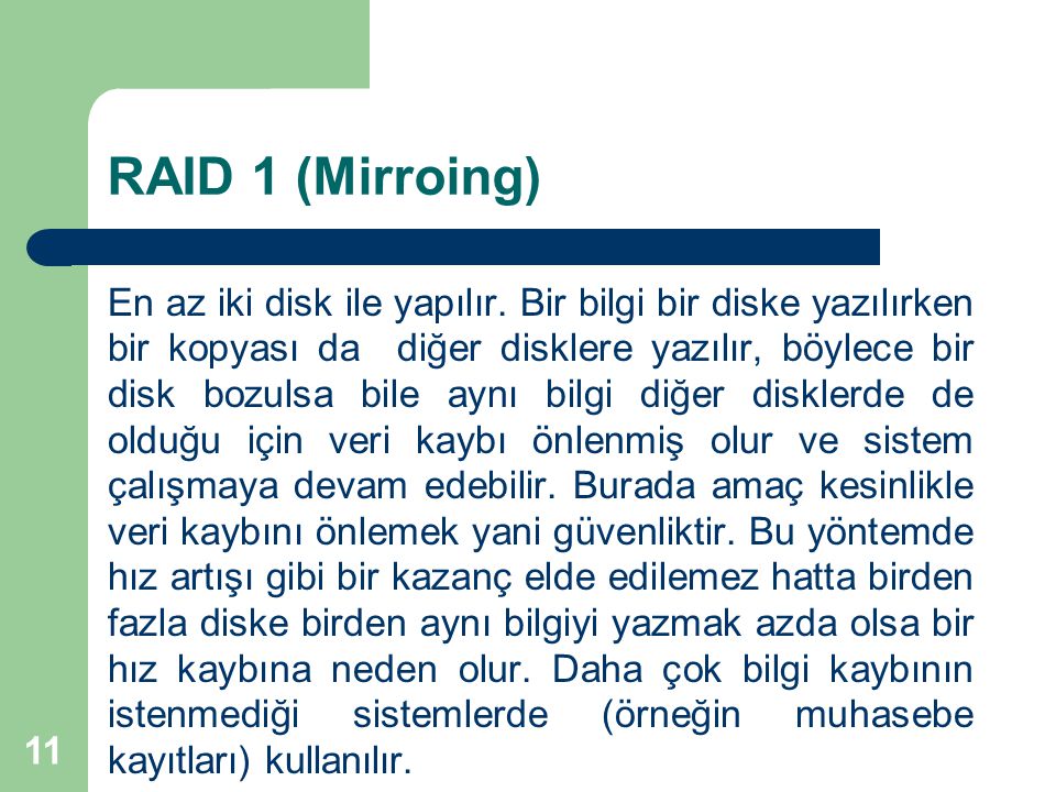 RAID 1 (Mirroing)