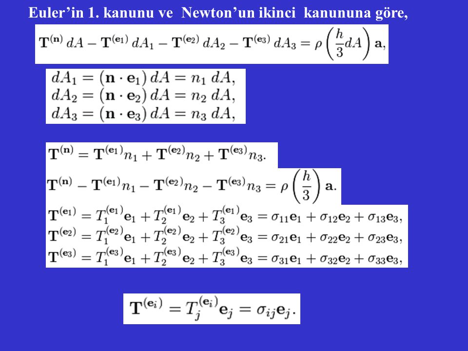 Euler’in 1. kanunu ve Newton’un ikinci kanununa göre,